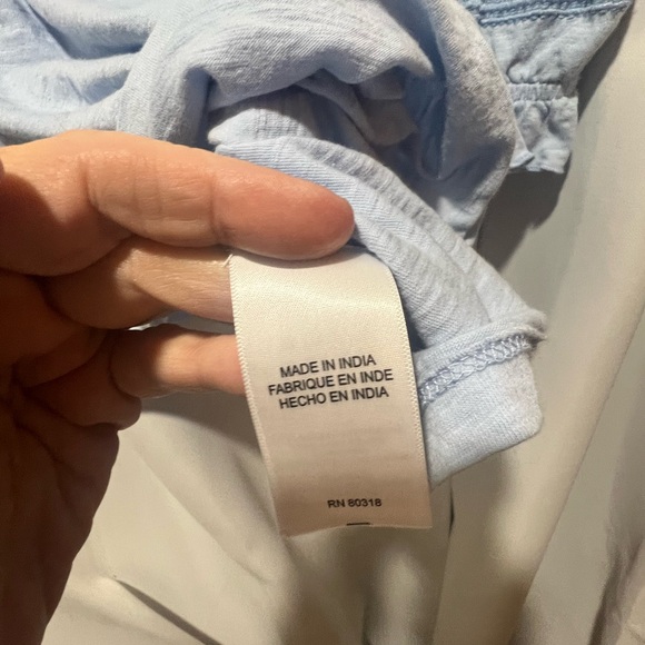 Lucky Brand XL Blue Embroidered Peasant Blouse Boho Cotton Top - Picture 7 of 7